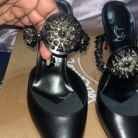 Christian Louboutin Black Heels with Ornate Circular Embellishment worn once. - Picture 11 of 11
